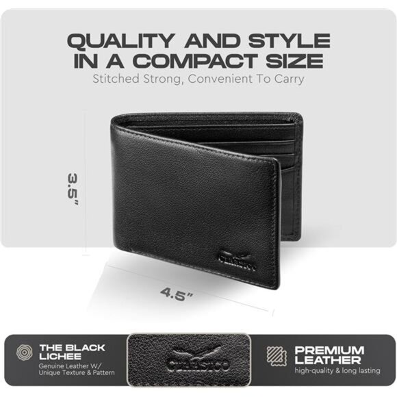 Wallet for Men’s - Genuine Leather Slim Bifold RFID Wallet - Gift for Men - Picture 2 of 7